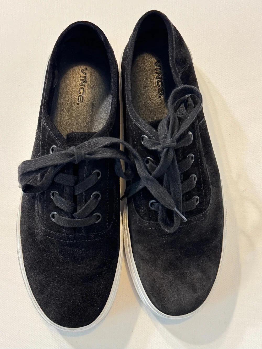 Vince Copley Black Suede Platform Lace-Up Sneakers Size 9